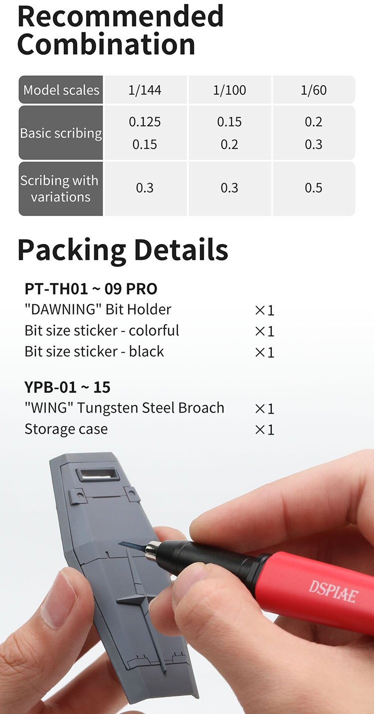 DSPIAE PT-TH PRO "Dawning" Tungsten Steel Push Broach Chisel Holder