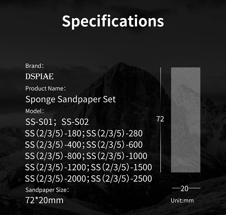 DSPIAE SS Series Sanding Sponge Sets (30pcs) #400-#2000