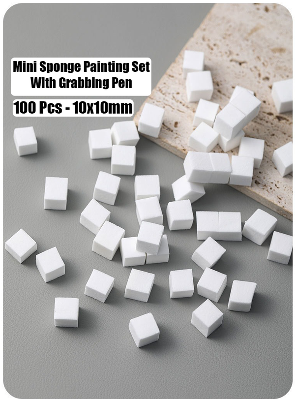 The Chaotic Goods Selection Mini Painting Sponge with Grabbing Pen - 100 Pcs Pack