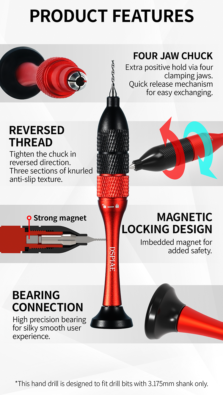 DSPIAE AT-SHD Precision Aluminum Hand Drill Set