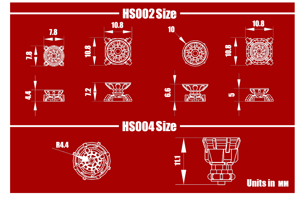 MS Hobby HS002 - HS004 3D Printed Details - Thrusters