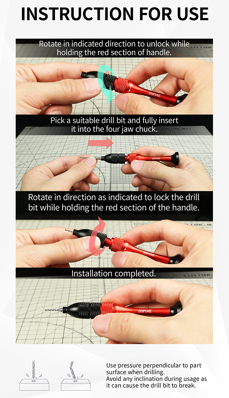 DSPIAE AT-SHD Precision Aluminum Hand Drill Set