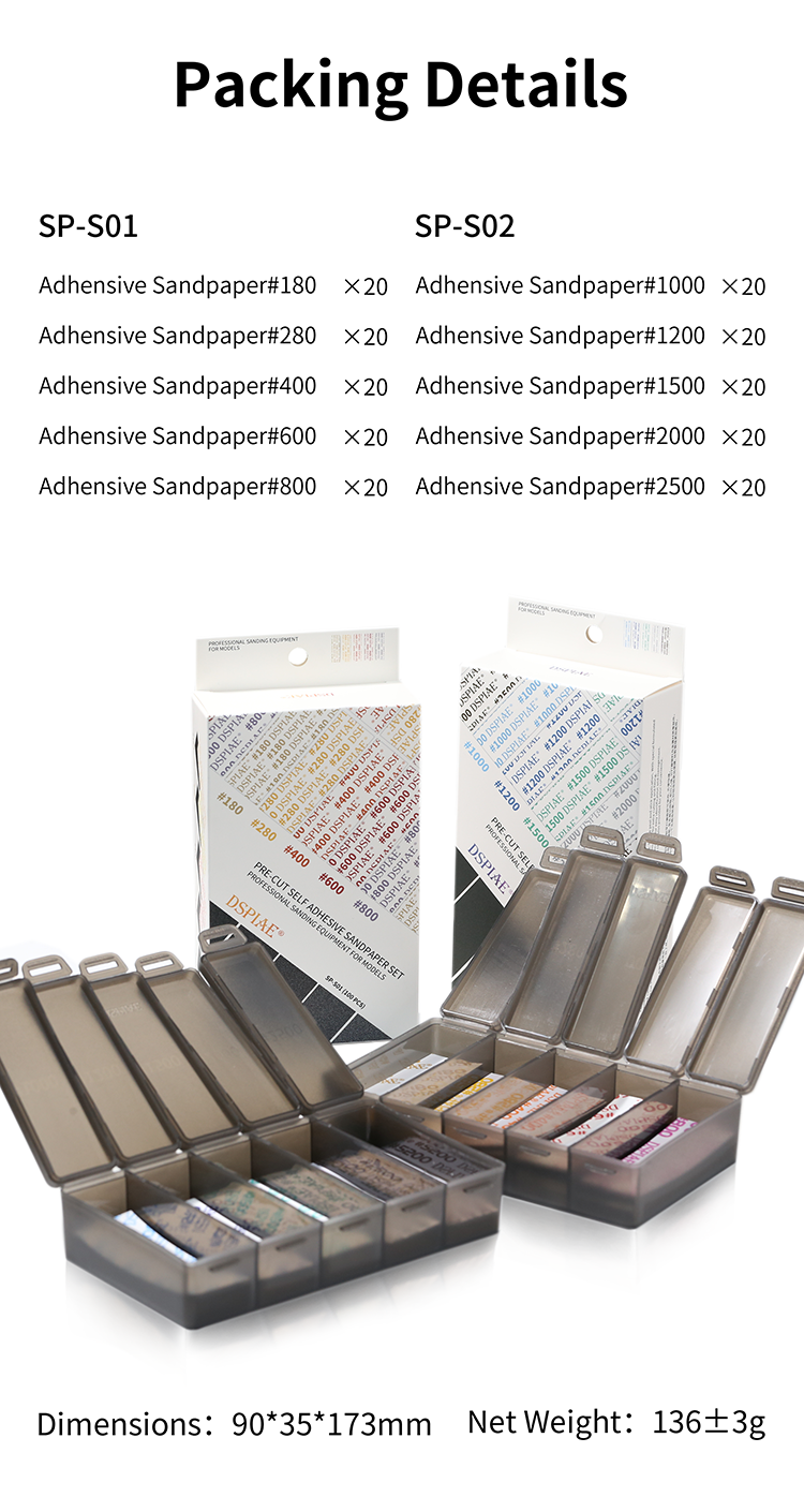 DSPIAE MSP Self-Adhesive Sandpaper #180-#2500 (Single Grit and Combo Sets)