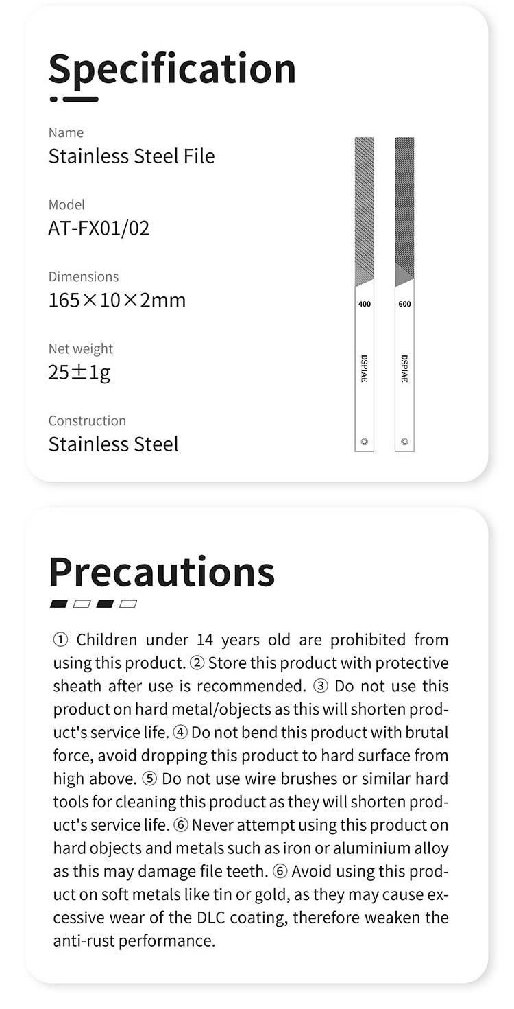 DSPIAE AT-FX DLC Coated Stainless Steel File