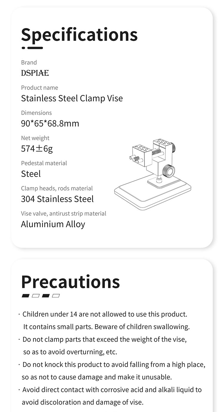 DSPIAE AT-TVA&B Precision Stainless Steel Clamp Vise
