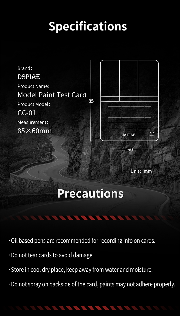 DSPIAE CC01 Model Paint Test Card