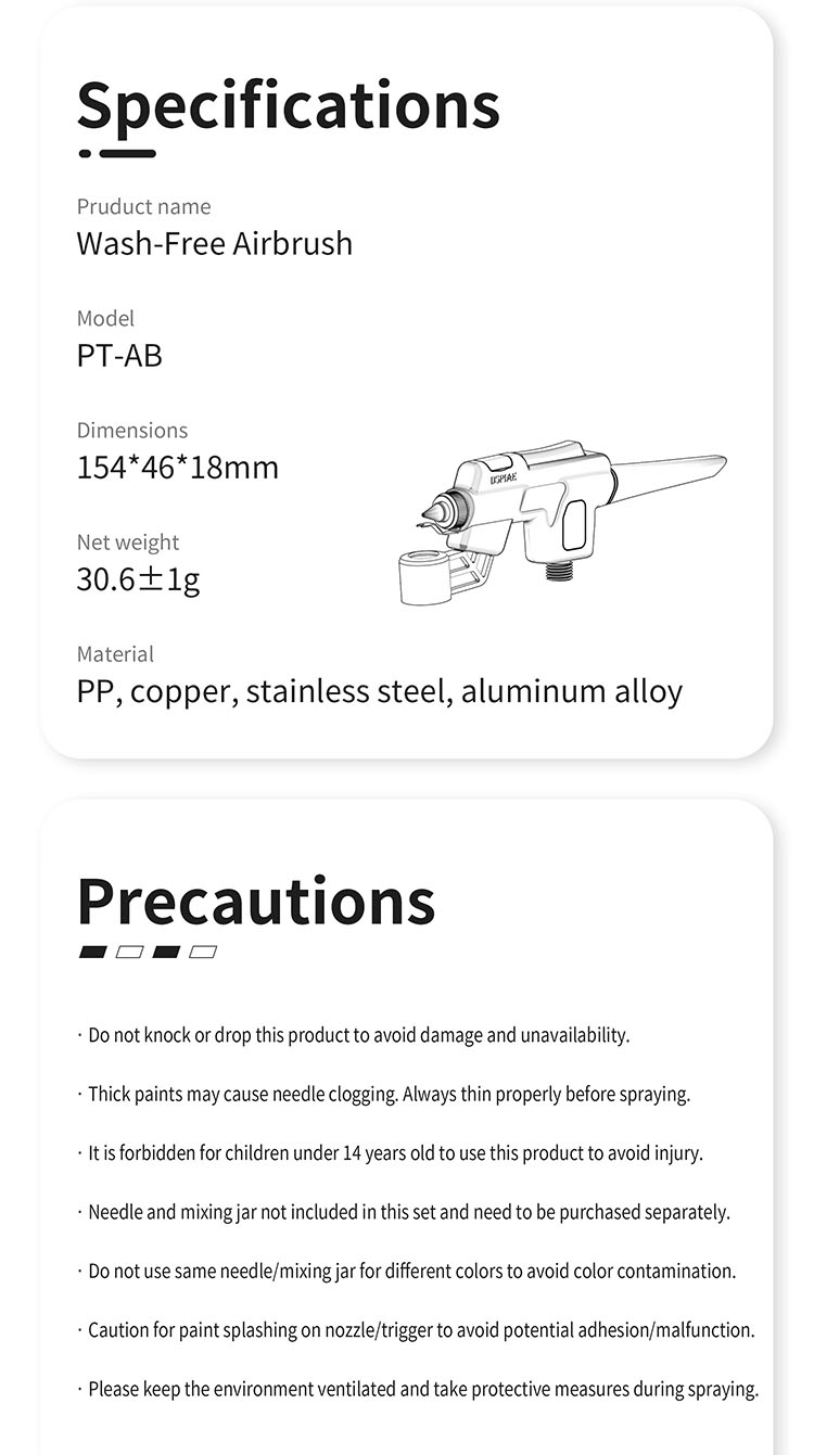 DSPIAE PT-AB Wash-free Airbrush and Accessories
